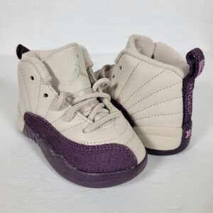 Nike Air Jordan Retro 12 Dessert Sand / Purple Sneakers Kids Size 5C 8196666-001